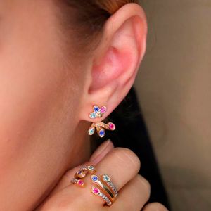 Brinco em Banho de Ouro 18k com Zircônias Coloridas - BR0188