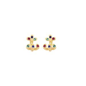Brinco em Banho de Ouro 18k com Zircônias Coloridas - BR0188