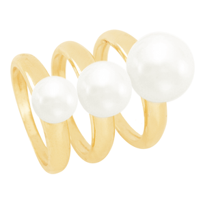 Anel em Banho de Ouro 18k Triplo Pérolas  - PL0282