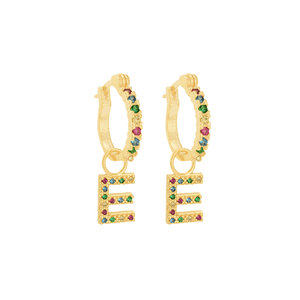 Argolinha Letra E com Zircônias em Banho de Ouro 18k - PL0374