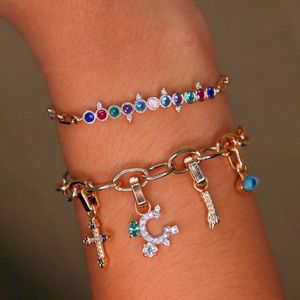 Pulseira com Zircônias Coloridas em Banho de Ouro 18k - PL0249