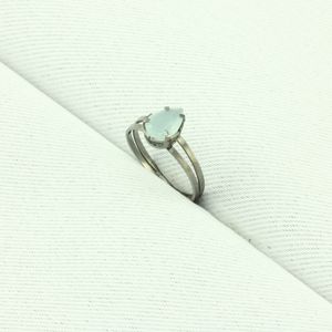 Anel em Banho de Ródio Negro Duplo com Gota Cristal Aquamarine - PL2671