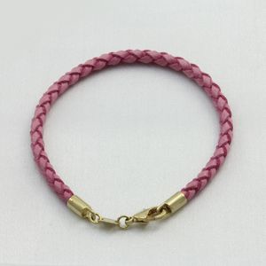 Pulseira em Banho de Ouro 18k Couro Infantil Rosa - PU0029