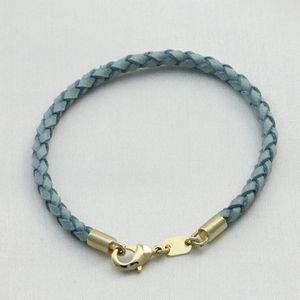 Pulseira em Banho de Ouro 18k Couro Infantil Azul - PU0032