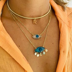 Colar em Banho de Ouro 18k Olho Grego Vermelho com Medalhinhas - PL8925