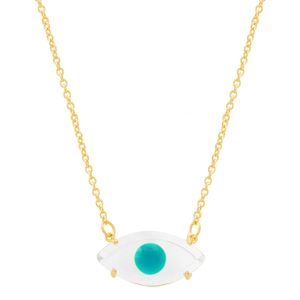 Colar em Banho de Ouro 18k Olho Grego Verde - PL8930