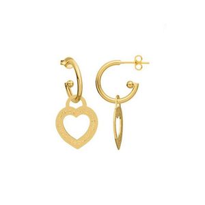 Brinco Argola em Banho de Ouro 18k Coração Vazado Amor - PL8975