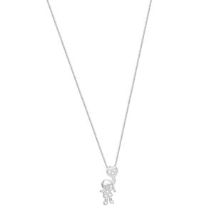 Colar em Prata 925 Menino com Balão de Coração com Zircônias - CL1598