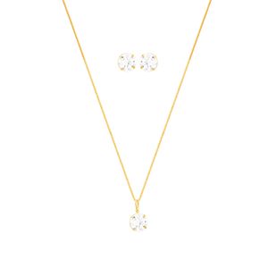Conjunto em Banho de Ouro 18k Ponto de Luz - PL10696