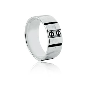 Anel em Prata 925 Masculino Vincos - PL10920