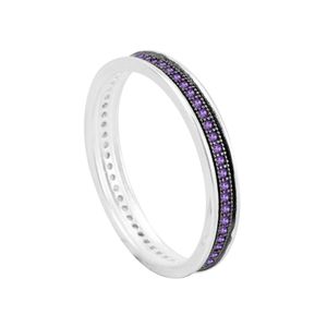 Anel em Prata 925 com Zircônias Ametista - PL11574