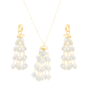 Conjunto em Banho Ouro 18K Pérola Barroca - PL19296