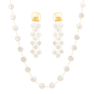Conjunto em Banho Ouro 18K Pérola Barroca - PL19293