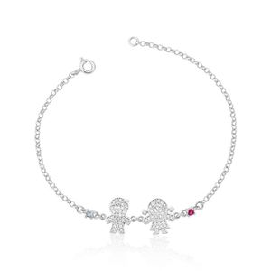 Pulseira em Prata 925 Meninos Cravejada com Zircônias - PL19977