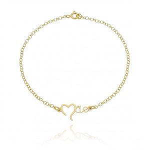 Pulseira em Prata 925 com Banho de Ouro 18K Mãe - PL19979