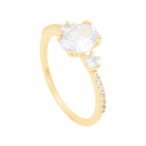 Anel em Banho Ouro 18K Solitário com Zircônias - PL20833