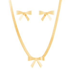Conjunto em Banho Ouro 18K Laço - PL20962