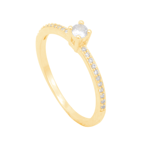 Anel em Banho Ouro 18K Solitário com Zircônias - PL21183