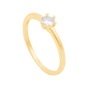 Anel em Banho Ouro 18K Solitário com Zircônia - PL21184