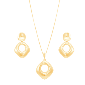 Conjunto em Banho Ouro 18K Liso Bojudo - PL21149