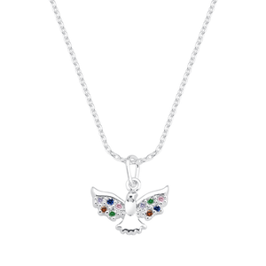 Colar Divino Espírito Santo com Zircônias Coloridas em Prata 925 - PL21646