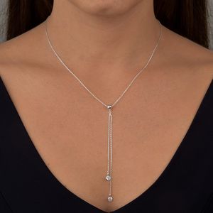 Colar Gravata com Ponto de Luz em Prata 925 - PL22015