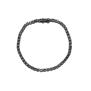 Pulseira Masculina em Prata 925 com Banho de Ródio Negro Riviera com Zircônias Negras - PL21122