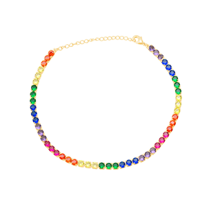 Tornozeleira em Banho Ouro 18K Riviera Multicolor - PL20991