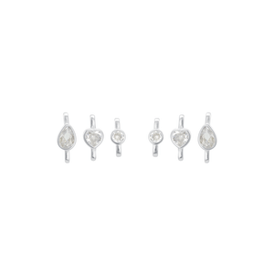 Trio de Brinco Gota, Coração e Ponto Luz em Prata 925 - PL22328