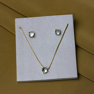 Conjunto Ponto de Luz Azul em Banho de Ouro 18K - PL22538
