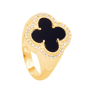 Anel Van Cleef Preto em Banho de Ouro 18K - PL22574
