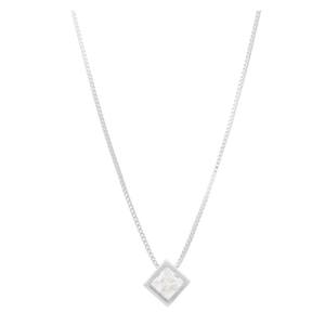 Colar Zircônia Quadrado em Prata 925 - PL22826