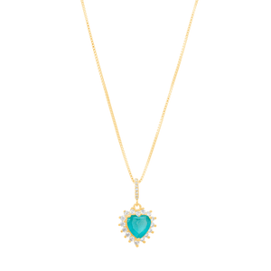 Colar Coração Zircônia Turmalina Fusion em Banho de Ouro 18K - PL22948