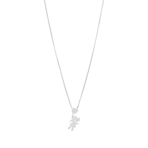 Colar Menina com Coração e Zircônias em Prata 925 - PL21692