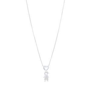 Colar Menino com Coração e Zircônias em Prata 925 - PL21694