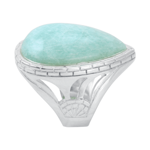 Anel Gota Pedra Amazonita em Prata 925 - PL23129