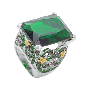 Anel Cristal Verde em Prata 925 - PL23122