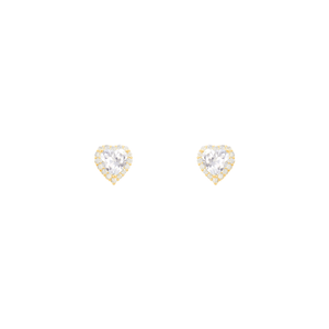 Brinco Coração Cristal e Zircônia em Banho de Ouro 18K - PL23304