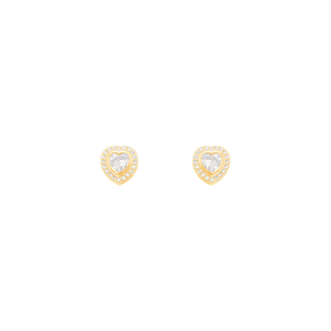 Brinco Coração Zircônia Cravejado G em Banho de Ouro 18K - PL23704