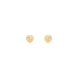 Brinco Coração Zircônia Cravejado P em Banho de Ouro 18K - PL23707
