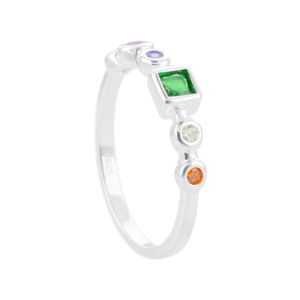 Anel com Zircônias Multicor em Prata 925 - PL23930