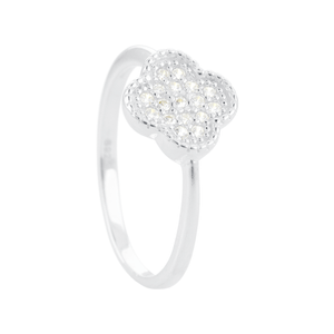 Anel Trevo com Zircônia Cravejada em Prata 925 - PL23937