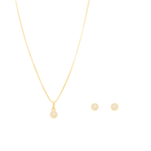 Conjunto Pavezinho com Zircônias em Banho de Ouro 18K - PL23613