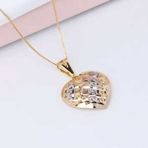 Colar Coração Tricolor em Banho de Ouro 18K - PL23876