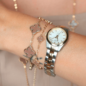 Pulseira Trevo Mocha Mousse em Banho de Ouro 18K - PL24233