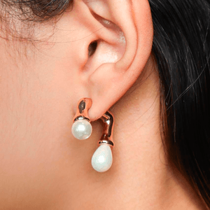 Brinco Ear Jacket Pérola em Banho de Ouro 18K - PL24262