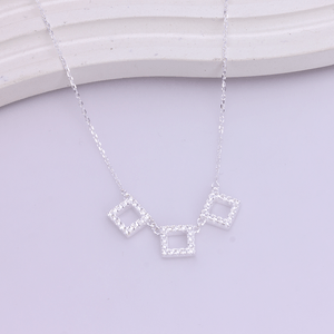 Colar Quadrado Zircônia Cravejado em Prata 925 - PL24036