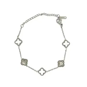 Pulseira Trevos Madrepérola em Aço Inoxidável - PL24266