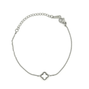 Pulseira Trevo Madrepérola em Aço Inoxidável - PL24270